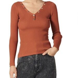 Sandro Justy Ribbed long sleeve V-Neck Sweater
